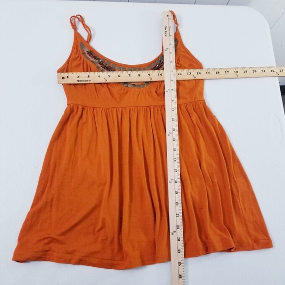 Lauren Conrad Orange Embellished Neckline Tank Top Women Size Small - Picture 6 of 11